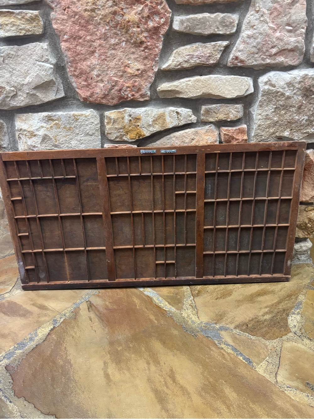 Vintage Typeset Letterpress Printers Print Tray Wood Curio Shelf Drawer